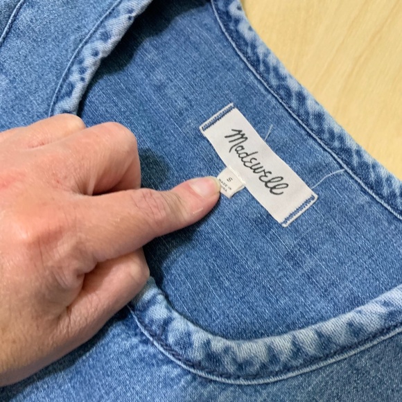 Madewell Chambray Artiste Denim Dress Small Tassel  Blue Mini - Picture 6 of 8